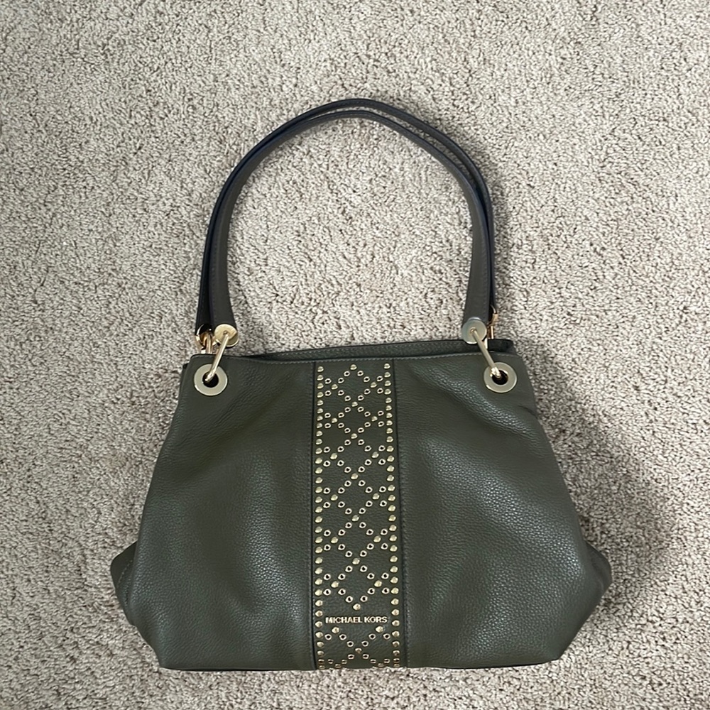 Green leather Michael Kors shoulder bag